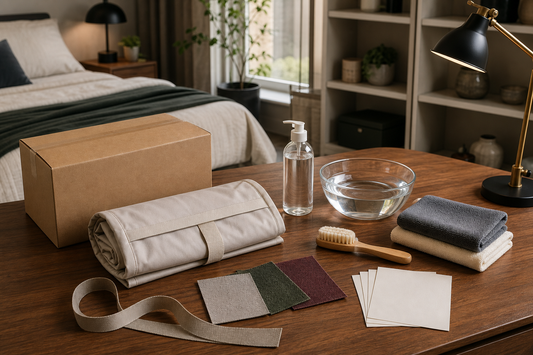 Plain parcel, storage bag, cloths, brush and bowl for cleaning a new sex doll before first use