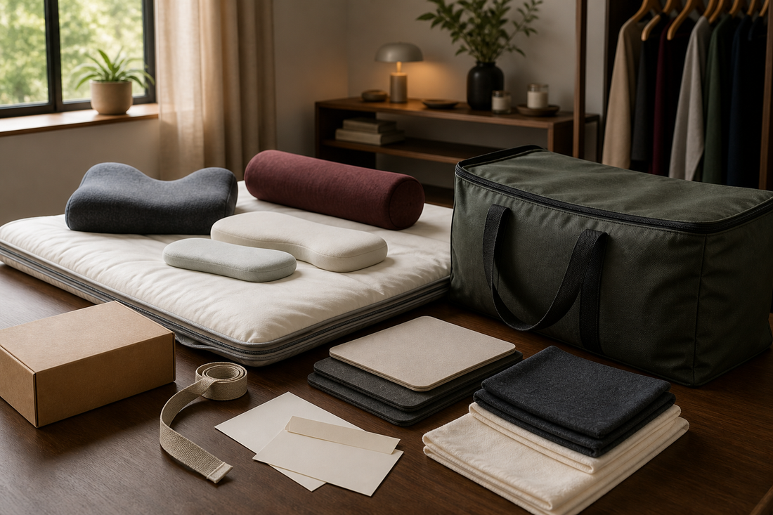 Padded storage surface, support cushions, fabric bag and plain parcel for preventing sex doll pressure marks