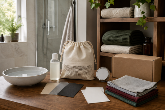 Plain parcel, breathable storage pouch, cleaning bowl and dry towels for preventing mould inside a sex doll
