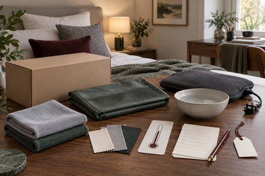 Plain parcel, warm lamp, bowl, cloths and thermometer card for warming a sex doll safely