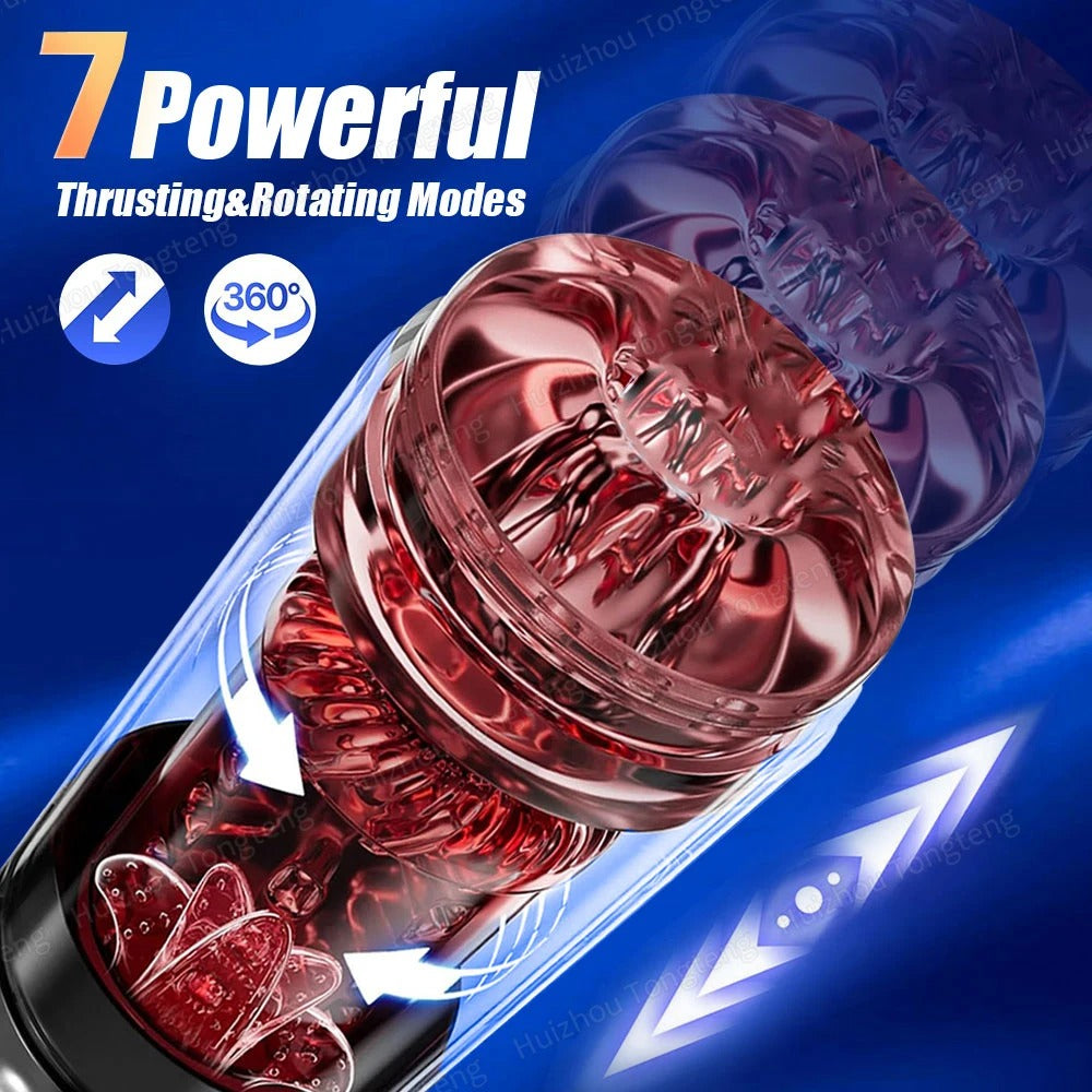 Fire & Ice Smart Male Pleasure Device – Cold & Heat Sensation, 11-in-1 Ultimate Stimulation with Suction, Licking, Rotation, Thrusting & Vibration