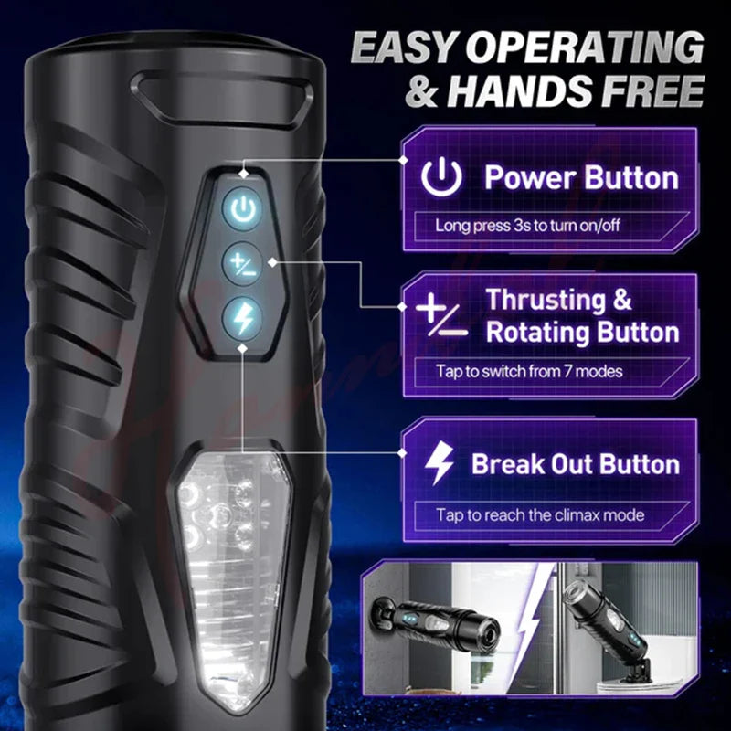 Hannibal Automatic 7 Thrusting Rotating Models Male Masturbator, Mens Sex Toys