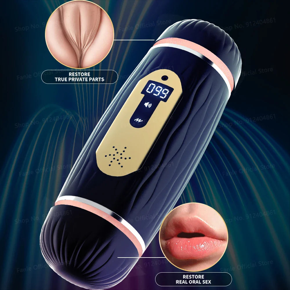 Dual Channel Vibrating & Heating Male Masturbator, Best Male Sex Toys