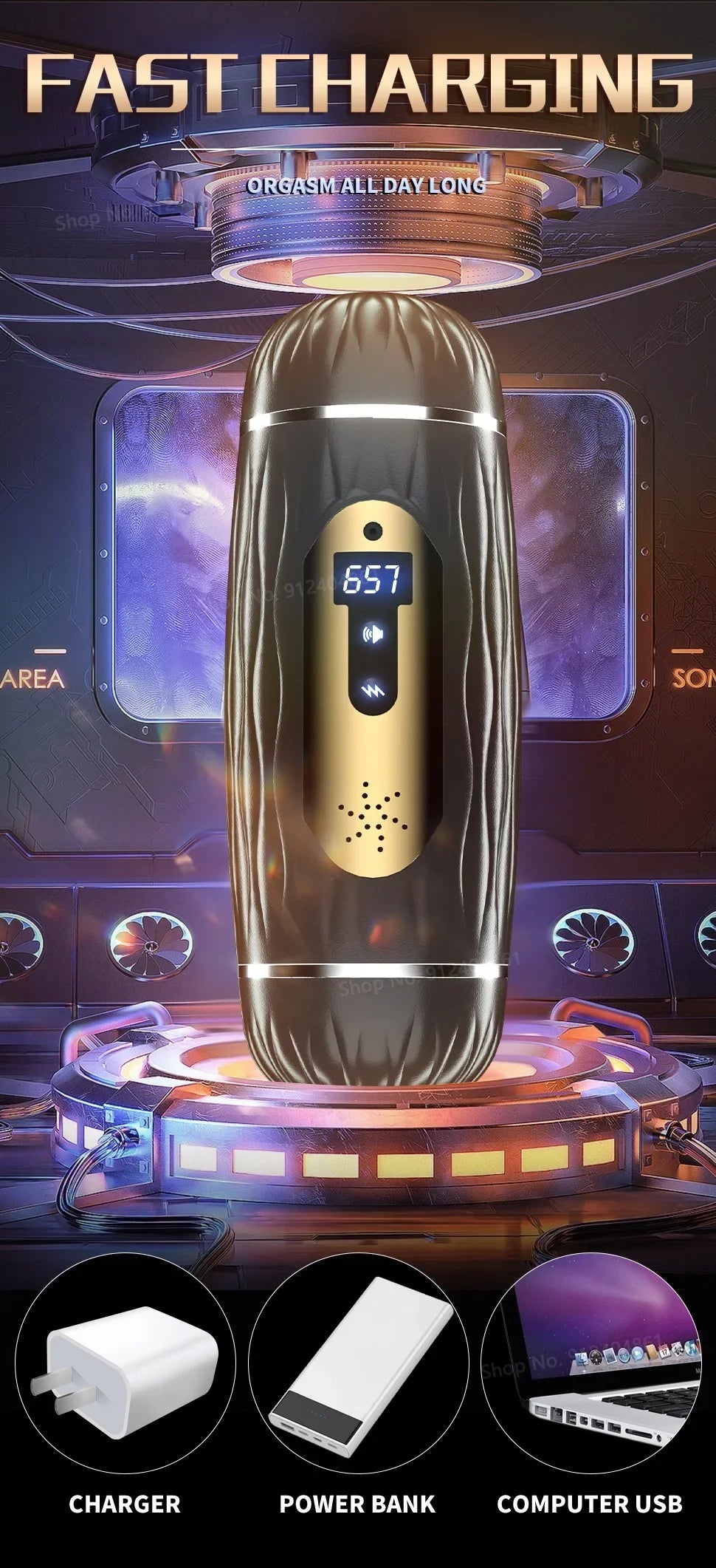 Dual Channel Vibrating & Heating Male Masturbator, Best Male Sex Toys