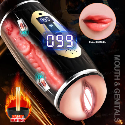 Dual Channel Vibrating & Heating Male Masturbator, Best Male Sex Toys