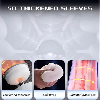 Diagram of 5D thickened internal sleeve featuring soft material and textured inner passage.